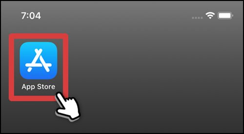 iPhoneのホーム画面でApp Storeをタップする操作手順